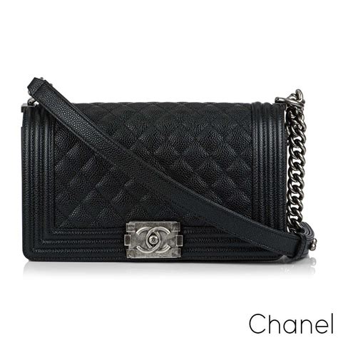 Chanel Medium Boy Bag Black Caviar Ruthenium Hardware